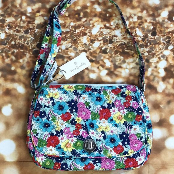 Vera Bradley Saddle Crossbody Shoulder Bag in Far Out Floral. NWT - Picture 1 of 6